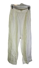 Vintage 90s Coastal Pants Womens Large Flax Linen Hand Embroidered Flowy