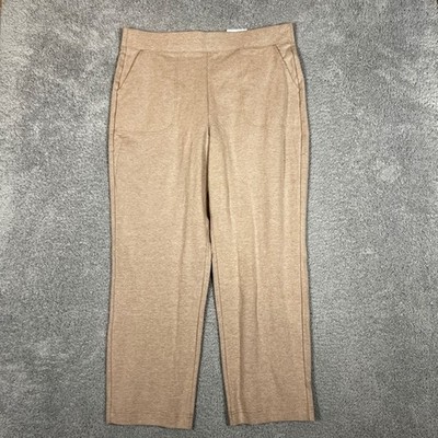 Croft Barrow Pants Womens XL The Easy Knit Pant Straight Mid Rise Tan New