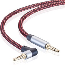 Male to Male Audio Cable 6Ft, 90 Degree TRRS 3.5Mm 4 Pole Nylon Braided Stereo A