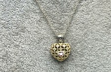 Sterling Silver, Pink CZ Heart Pendant Necklace