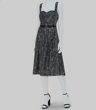 Kensie Women's Black Sequin-Mesh Matte Satin Midi Dress Size 6