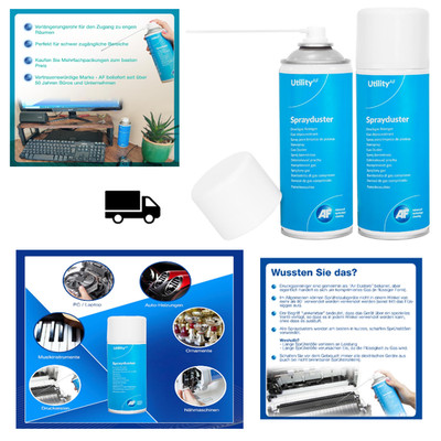Druckluftreiniger 2x400ml Dose Reinigungsspray Tastatur PC