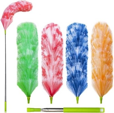 4 Pack Washable Electrostatic Duster, Extendable Pole 25'' to 55'', Feather Duster