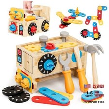 Montessori Kids Tool Set, Wooden Toddler Tool Bench Educational Toys for Robot