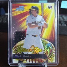 2025 Bowman Chrome Mega Meteoric Rise Nick Kurtz Yellow Mojo Refractor /75 #MR-7