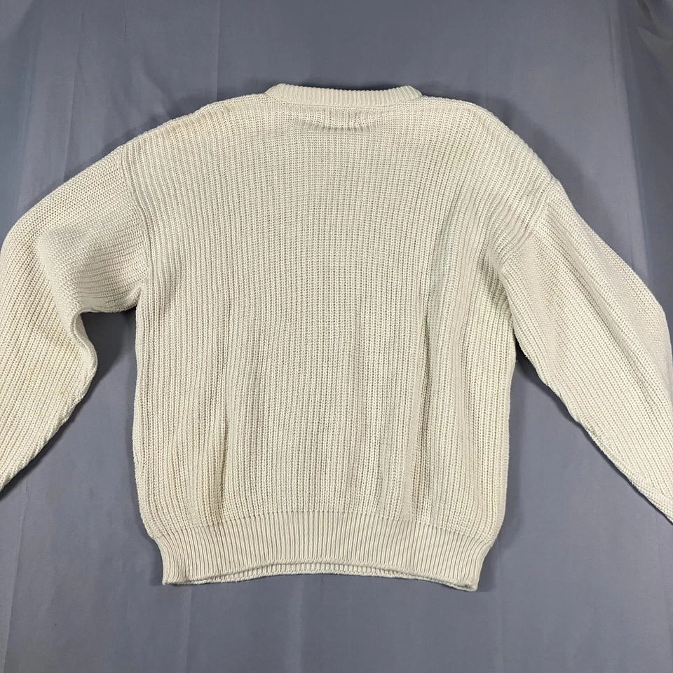 Suéter Harvard The Coop Para Hombre Grande Algodón Crema Cuello Redondo Hecho en EE. UU. Universidad Foto 2 de 4