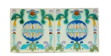 RARE VINTAGE 2 PCS BEAUTIFUL UNIQUE DESIGN DK TILES MADE IN JAPAN TILES.