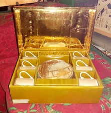 LUXURY Gold Porzellan Espressoservice OVP Weihnachtsgeschenk 