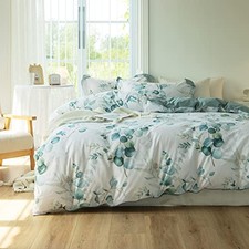 Duvet Cover Leaf Pattern- 100 Washed King 104"x90" Lilio No Comforter