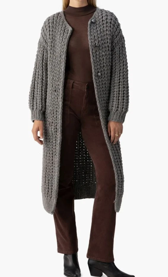 Sanctuary Cardigan Sweater Womens XXL Gray Chunky Knit Button Front Wool Blend - Image 2 of 4
