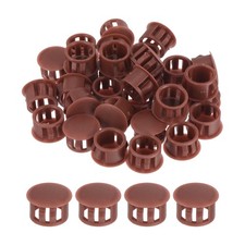 32Pcs 14mm Red-Brown Nylon Plastic Round Locking Hole Plugs Insert End Caps,