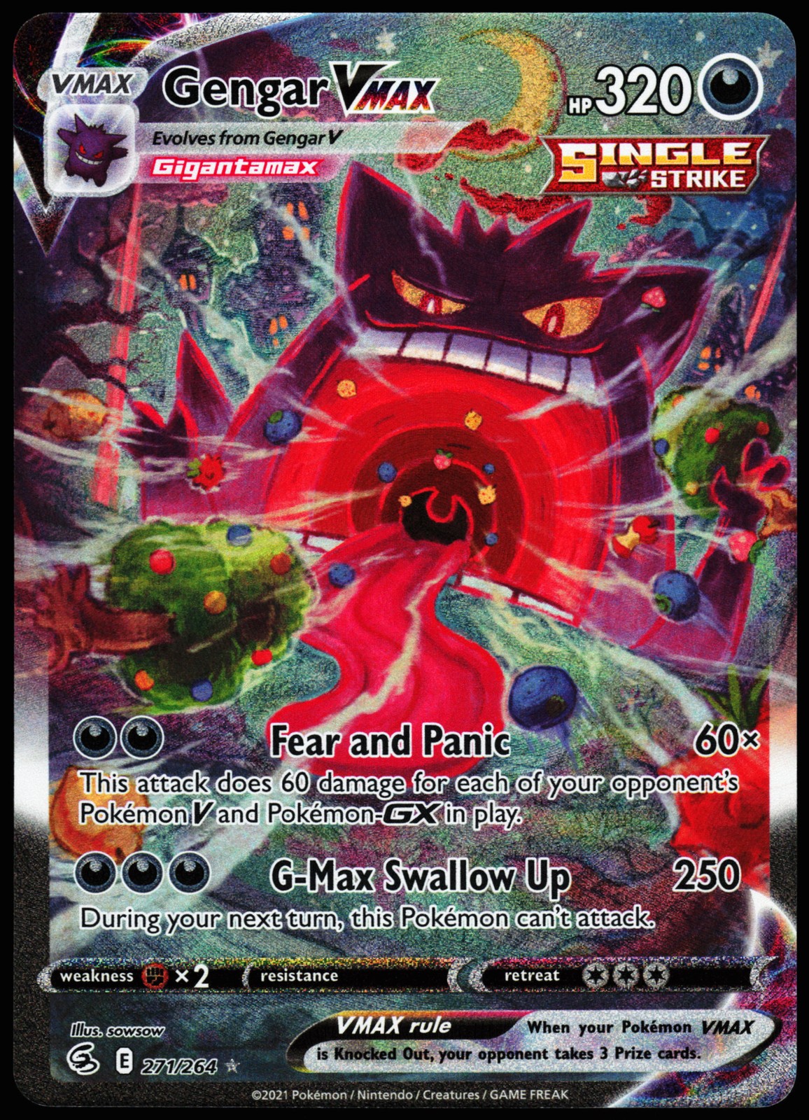 Pokemon Card - Gengar VMAX Fusion Strike 271/264 Alternate Art Secret