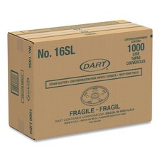 Dart 16SL Plastic Straw-Slot Lid Fits 12 oz. to 24 oz. Cups 1000/CT 