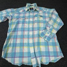 Panhandle Slim Golden West Shirt Mens 17x35 Plaid Western Button Down Made USA