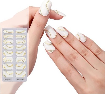 16 Streifen halbgehärtete Gel Nagelsticker Gellack UV mit Nagelfeile (BSG0347)