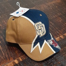 San Diego Padres Shockwave Snapback Hat Brown Navy Split Logo Cap NWT MLB Vtg