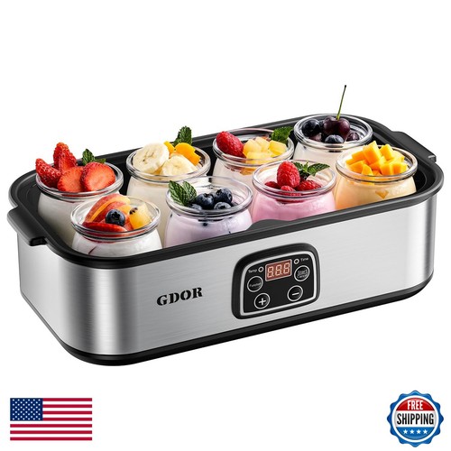 GDOR Yogurt Maker Machine Adjustable Temp & Time, 48H Timer Digital, 8× ...