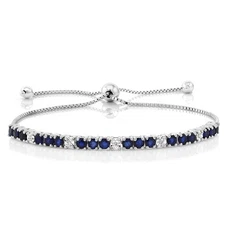 925 Sterling Silver Sapphire and Diamond Tennis Bracelet Jewelry for Women
