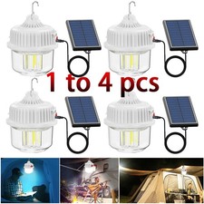1-4Pack Solar Portable Rechargeable LED Camping Lantern Lamp USB Rechargeable