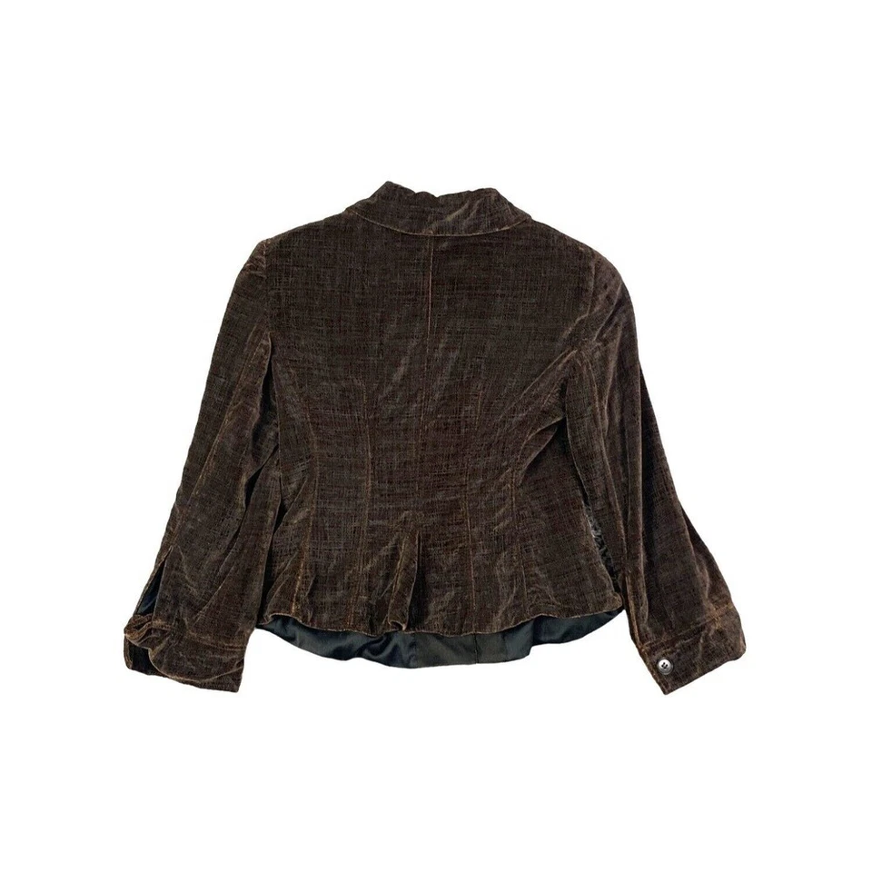 Blazer Emporio Armani Terciopelo Marrón Mezcla Seda Chaqueta Elegante Para Mujer Talla XS Lujo Foto 2 de 4
