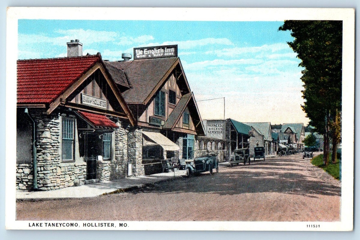 Hollister Missouri MO Postcard Lake Taneycomo Buildings Store