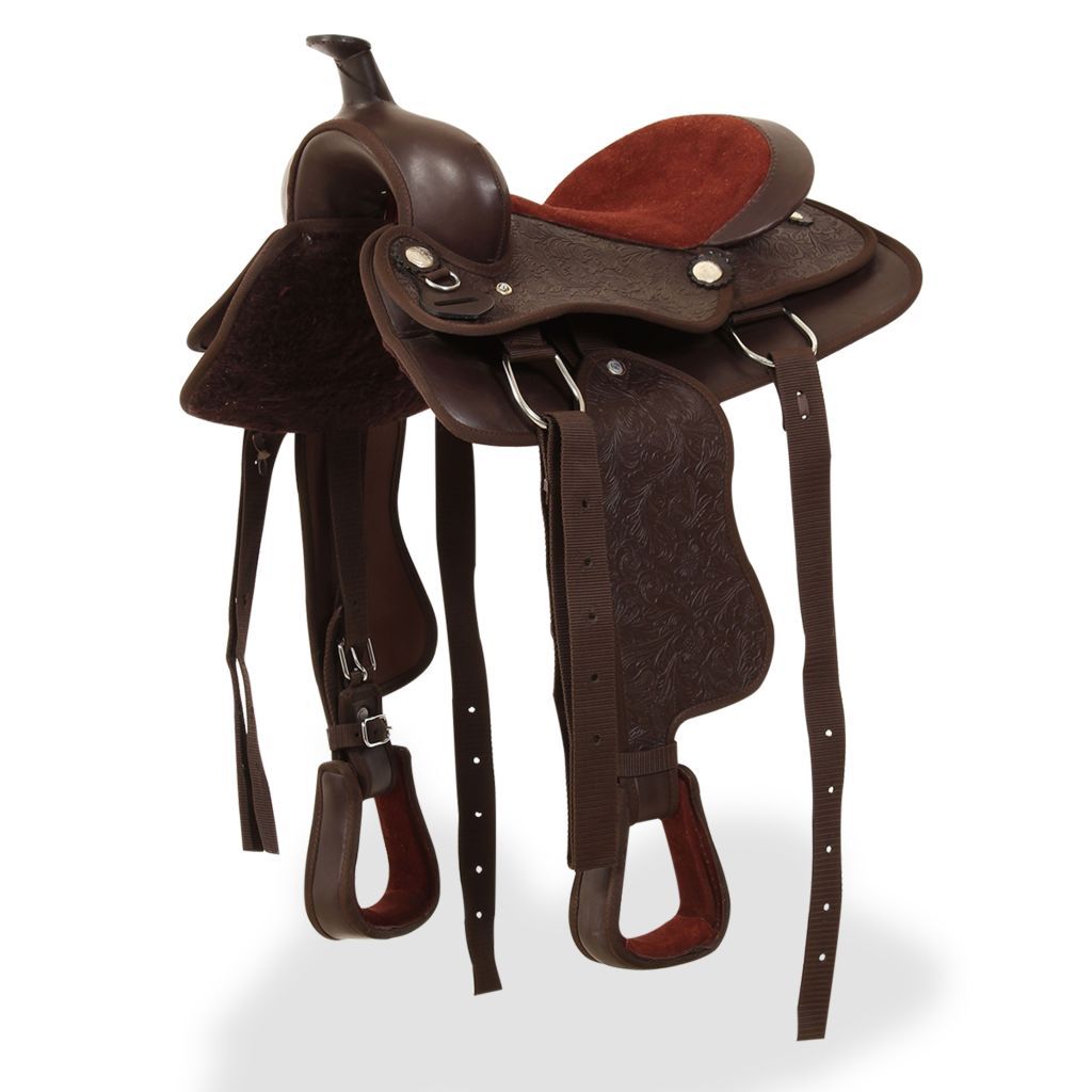 VidaXL Western Saddle w Horse Headstall&Breast Collar Real Leather 12 Brown VidaXL Western Saddle w Horse Headstall&Breast Collar Real Leather 12 Brown
