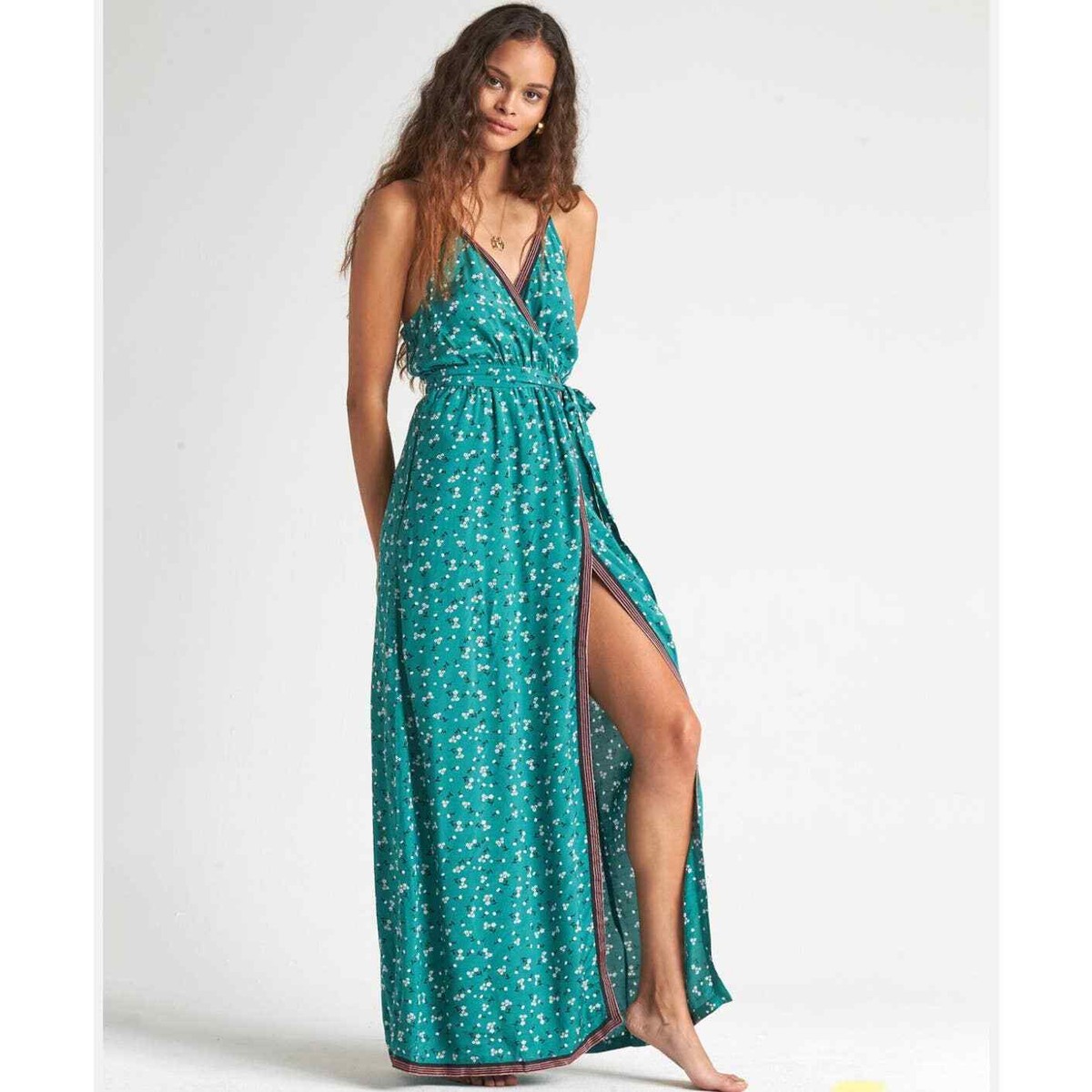 Billabong Soft Seas Sleeveless Printed Maxi Dress Size Med