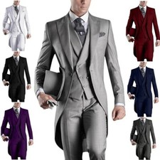 Made White/black/grey/burgundy Tailcoat Men Party Suit Tuxedos Jacket pants vest