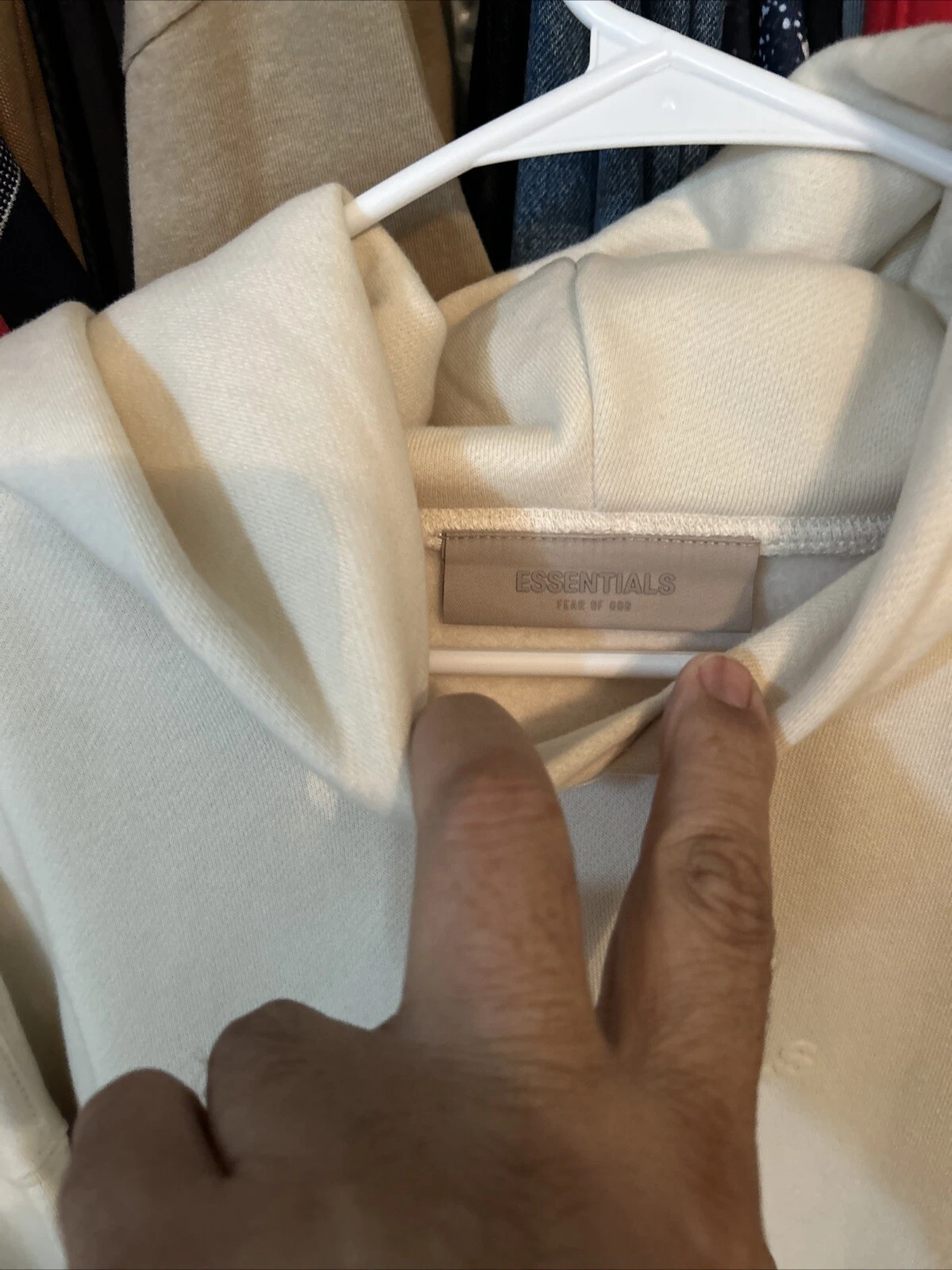 Felpa con cappuccio rilassata Fear Of God Essentials guscio d'uovo (192SU222090F) da uomo taglia 2xl