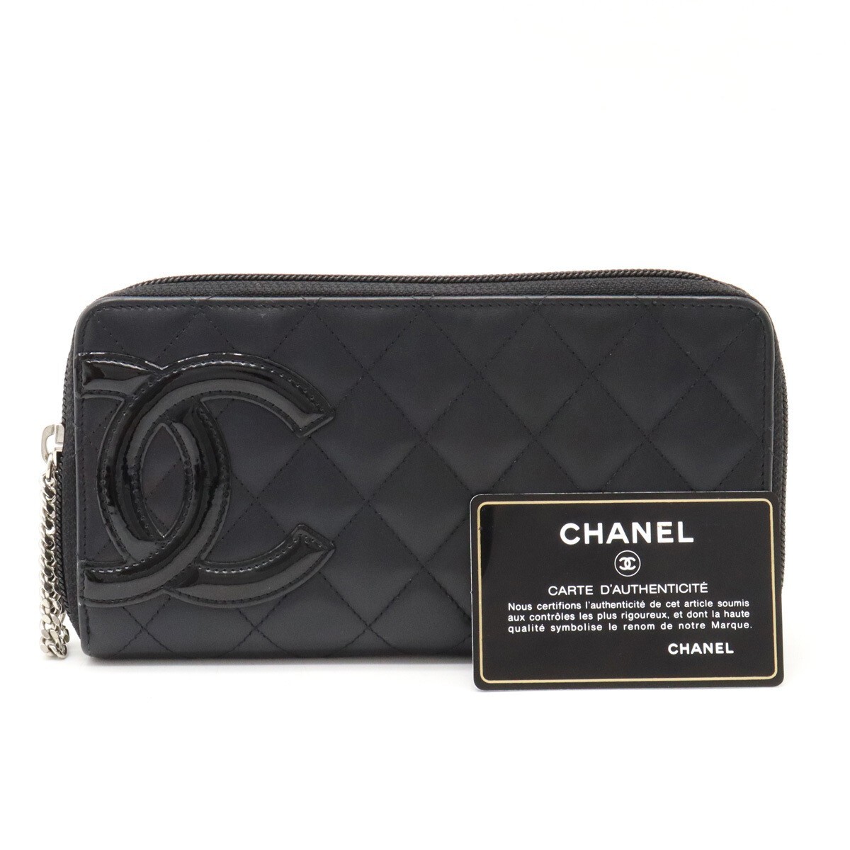 即発送【CHANEL】ランクA★LA LIGNE CAMBON LONG WALLET★財布 Rank AB Chanel Long Wallet Cambon Line Round Zipper Used
