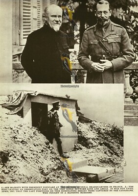 King George V, Pres. Poincare & Vimy Ridge, France 1915, Book Illustration, 1936