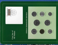 Coin sets of all nations East Germany GDR w/card 1979-1987 UNC 5 Mark 1981