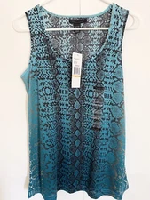 New Kenneth Cole Womens Sz S Snakeskin Print Sleeveless Top, bright colors