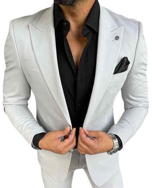 Diseñador Businessanzug Traje de Boda Gris Chaqueta Entallado Tiburón Fit Slim