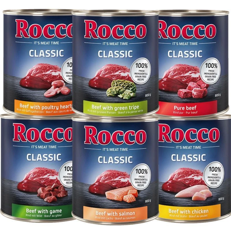 Rocco Classic Mixed Pack Grain Gluten Free Complete Adult Wet Dog Food 6 x 800g
Opens in a new windo