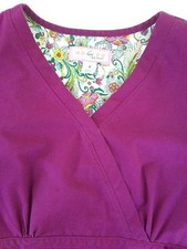 Koi by Kathy Peterson Womens sz S Scrub Top Dark Plum Tie Waist 2 Pockets 137