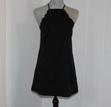 Lulus Black Sleeveless Dress, Halter Top, Scalloped Neckline, Zipper, Size XS