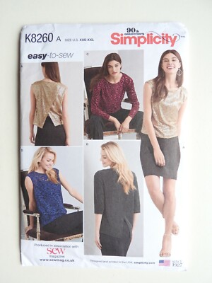 Simplicity K8260 Schnittmuster Top mit Crossover Rücken Gr. XXS bis XXL UNGESCHNITTEN