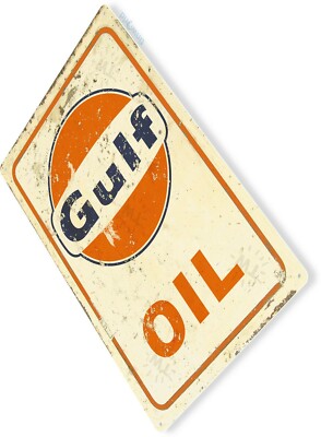 Retro Gas Station Sign Gulf Oil Logo Gasoline Metal Sign Motor Oil Gas ...