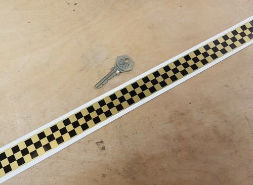 Black & Gold Chequered Tape Sticker Checkered Check Decal 46" x 1" 1175mmx25mm - Picture 3 of 4