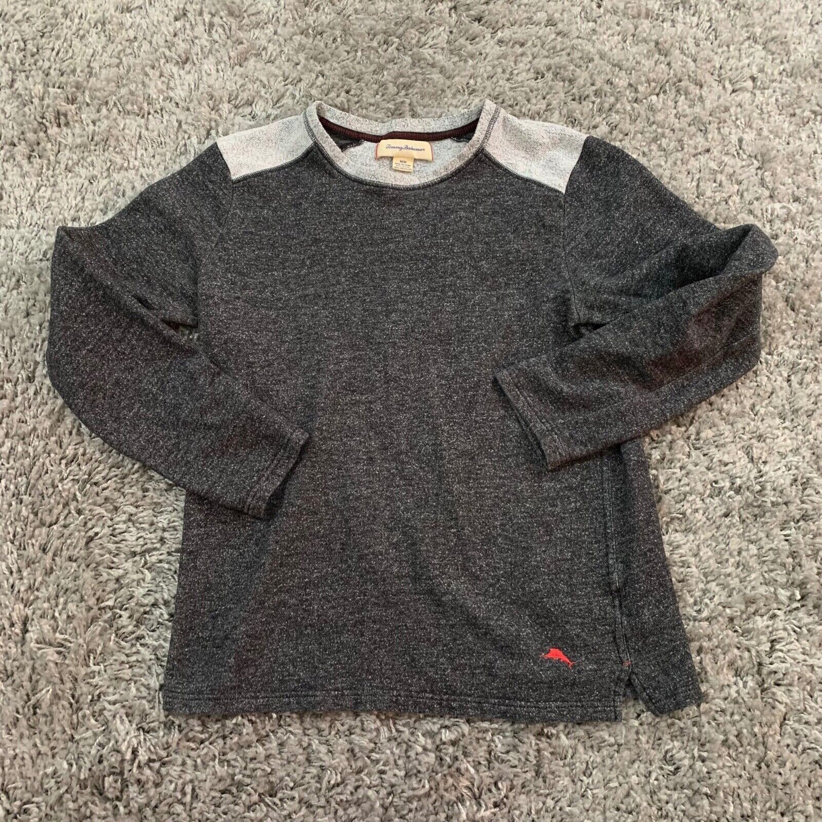 Tommy Bahama Sweater Men M Medium Gray Long Sleeve Crew Neck Pullover
