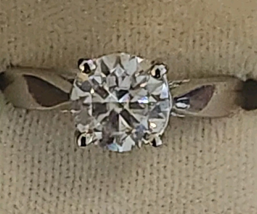 Vintage 925 Sterling Silver Solitaire Engagement Ring with Crystal - Size 7-image