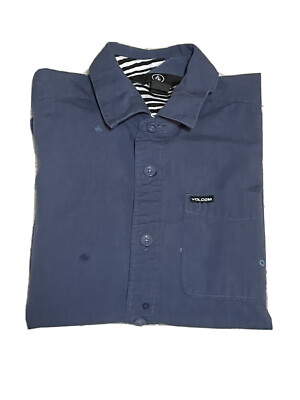 Volcom Boys Collared Short Sleeve Blue Dress Shirt Size S 8Y | eBay Volcom Boys Collared Short Sleeve Blue Dress Shirt Size S 8Y | eBay