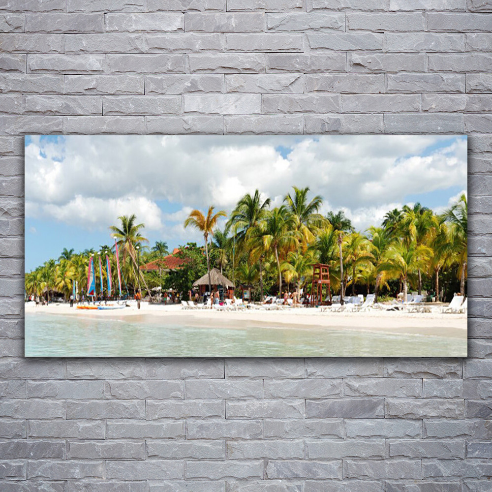 Tableau en verre acrylique 120x60 cm Tulup | Impression plage et palmiers