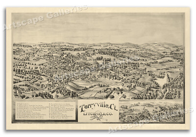 Terryville Connecticut 1894 Historic Panoramic Town Map - 20x30