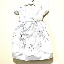 White Embroidery Dress Communion Baptism Flower Girl Holiday With Headband