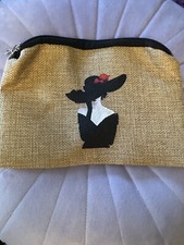 canvas makeup bag with stylish woman