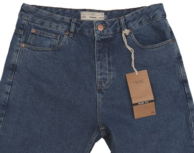 Blaue Tapered NEXT Herrenjeans Größe 32 Bein 26,5 Etikettfehler UVP 35 £