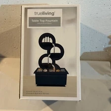 trueliving Table Top Light Up Fountain W/natural River Rocks