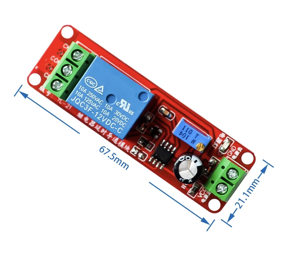 DC 12V Delay Relay Shield NE555 Timer Switch Module, Adjustable 0 - 10 Second - Image 4 of 4